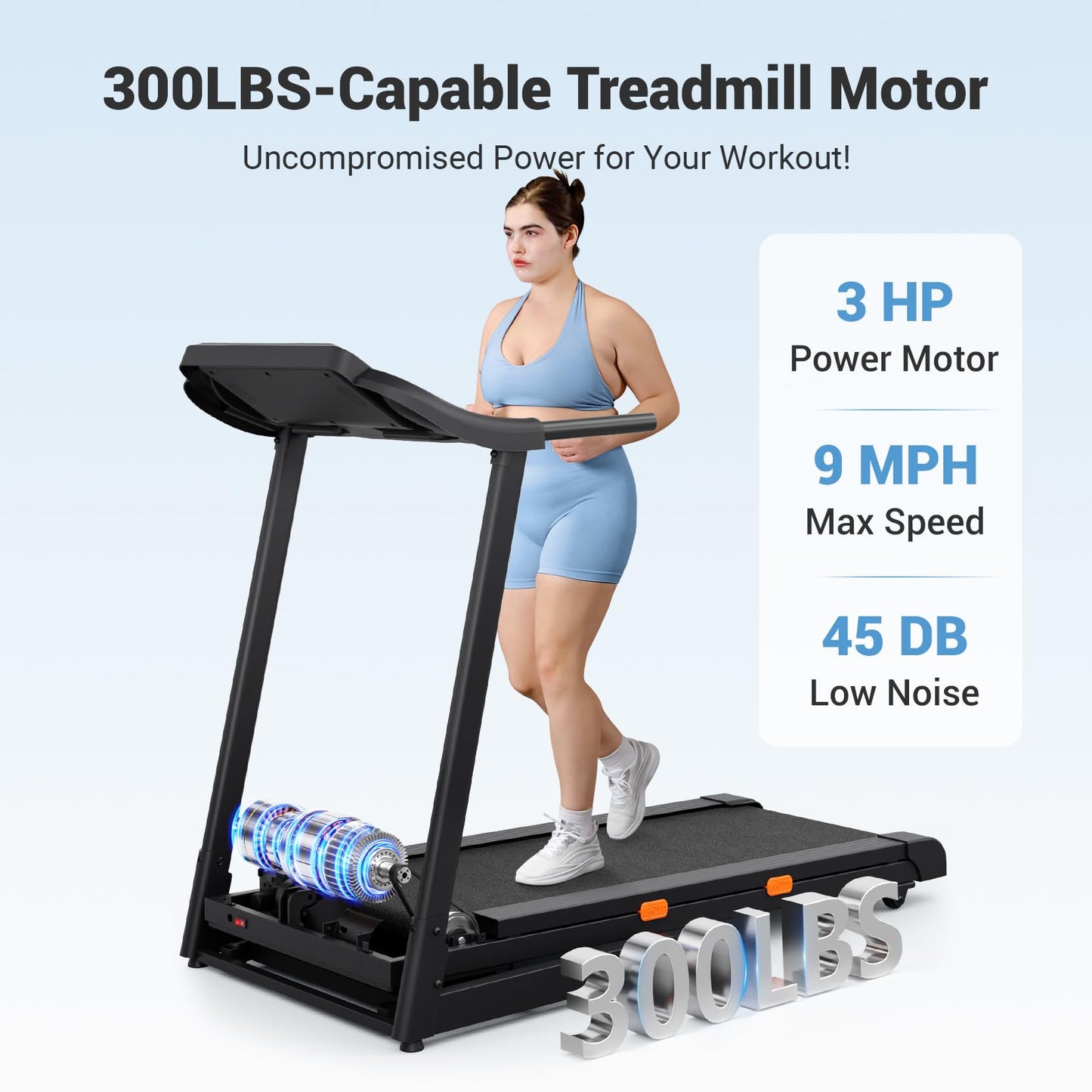 THERUN Running Treadmill, 0-12% Auto Incline Treadmill for Running and Walking, 300 lbs Weight Capacity Treadmills for Home, 3.0HP, 18" LED Screen Treadmill with Incline