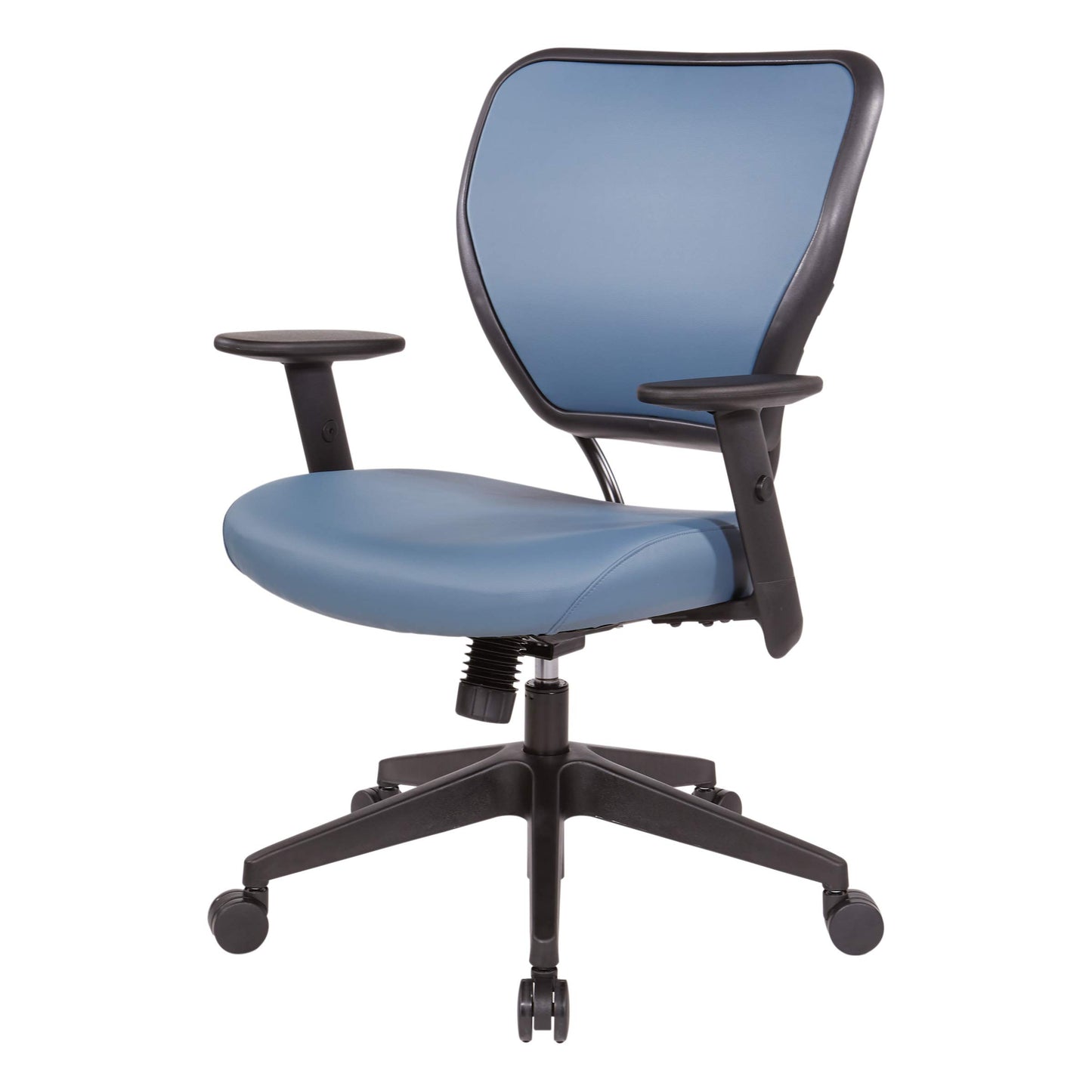 Space Seating 55 Series Air Grid Back Adjustable Manager's Task Chair with Built-in Lumbar Support and Angled Arms, Antimicrobial Dillon Blue Faux Leather