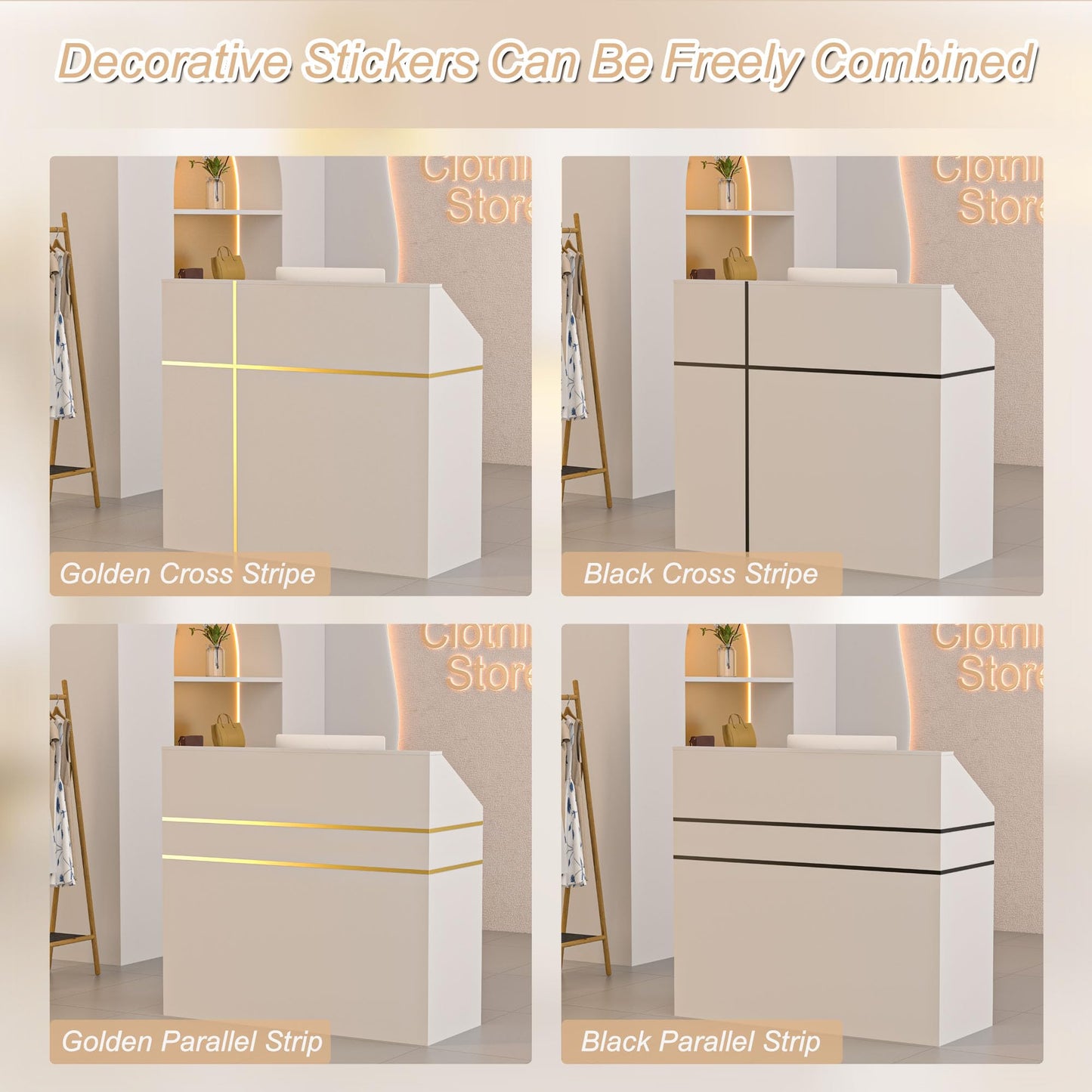 AHB Reception Desk, Modern Front Desk with Counter, 50 Inch Retail Counter with Lockable Drawers for Office,Beauty Salon,Lobby,Checkout,Clinic, Retail,Reception Room