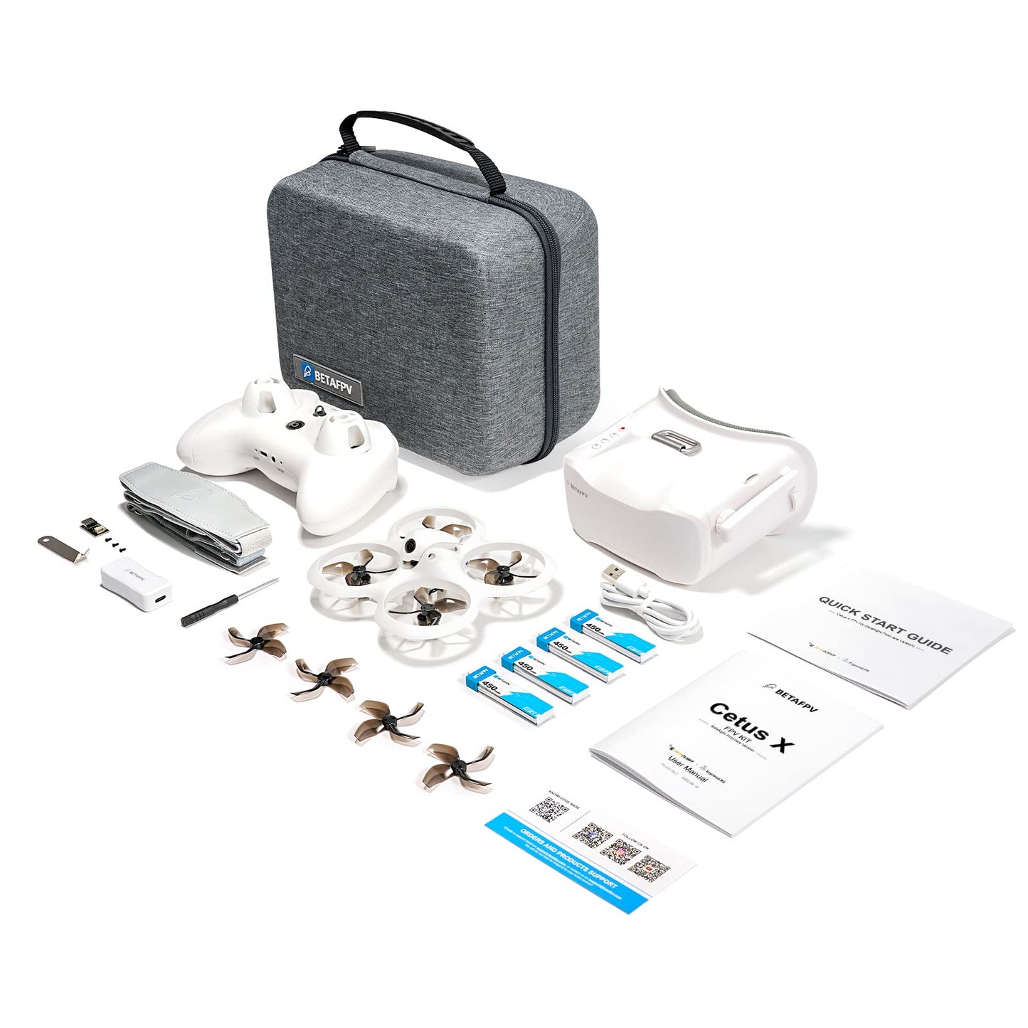 BETAFPV ELRS V3 Cetus X Betaflight FC FPV Kit with LiteRadio 3 Transmitter VR03 Goggles with DVR Recording Function, Supported 2S Power Advanced RTF Kit for FPV Beginners to Fly Faster Further