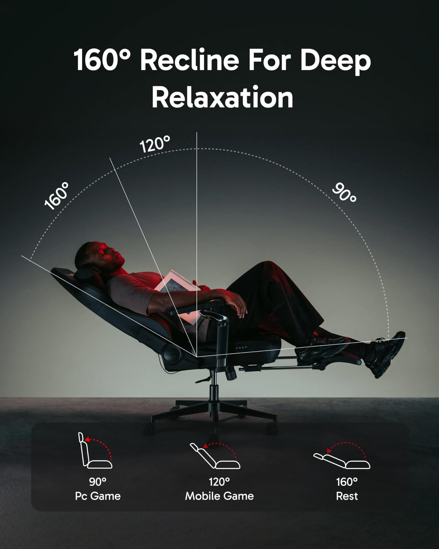 AutoFull M6 Ergonomic Gaming Chair – with 3rd-Gen Dynamic Lumbar Support, Lumbar & Leg Massage, Ventilated & Heated Seat, 360° Mechanical Armrests, Retractable Footrest (Black)
