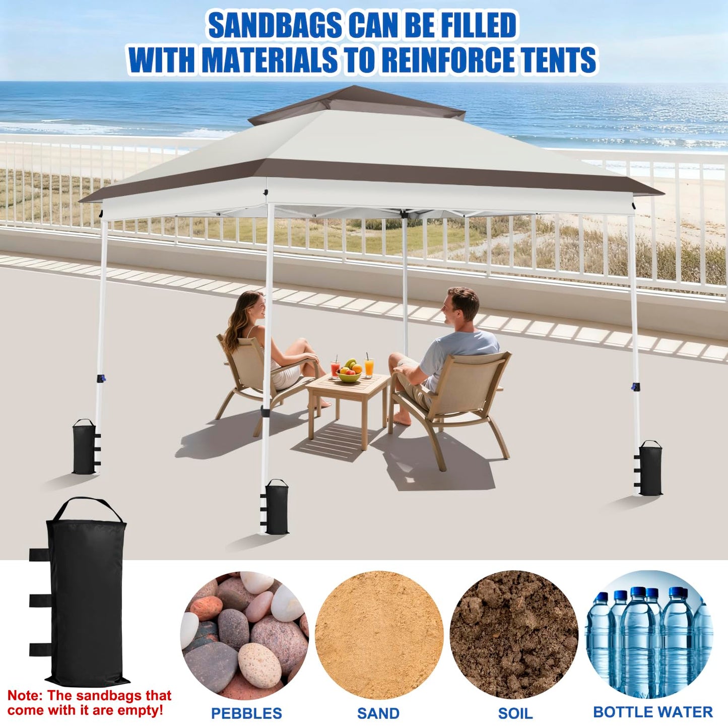 Yesker 10x10 Pop Up Canopy Tent w Mesh Netting Sidewall Vented Top - Heavy Duty Outdoor Canopy, Easy Setup Shelter Gazebo Waterproof 10x10 Popup Tnets for Patio Backyard Parties & Events, Khaki Brown