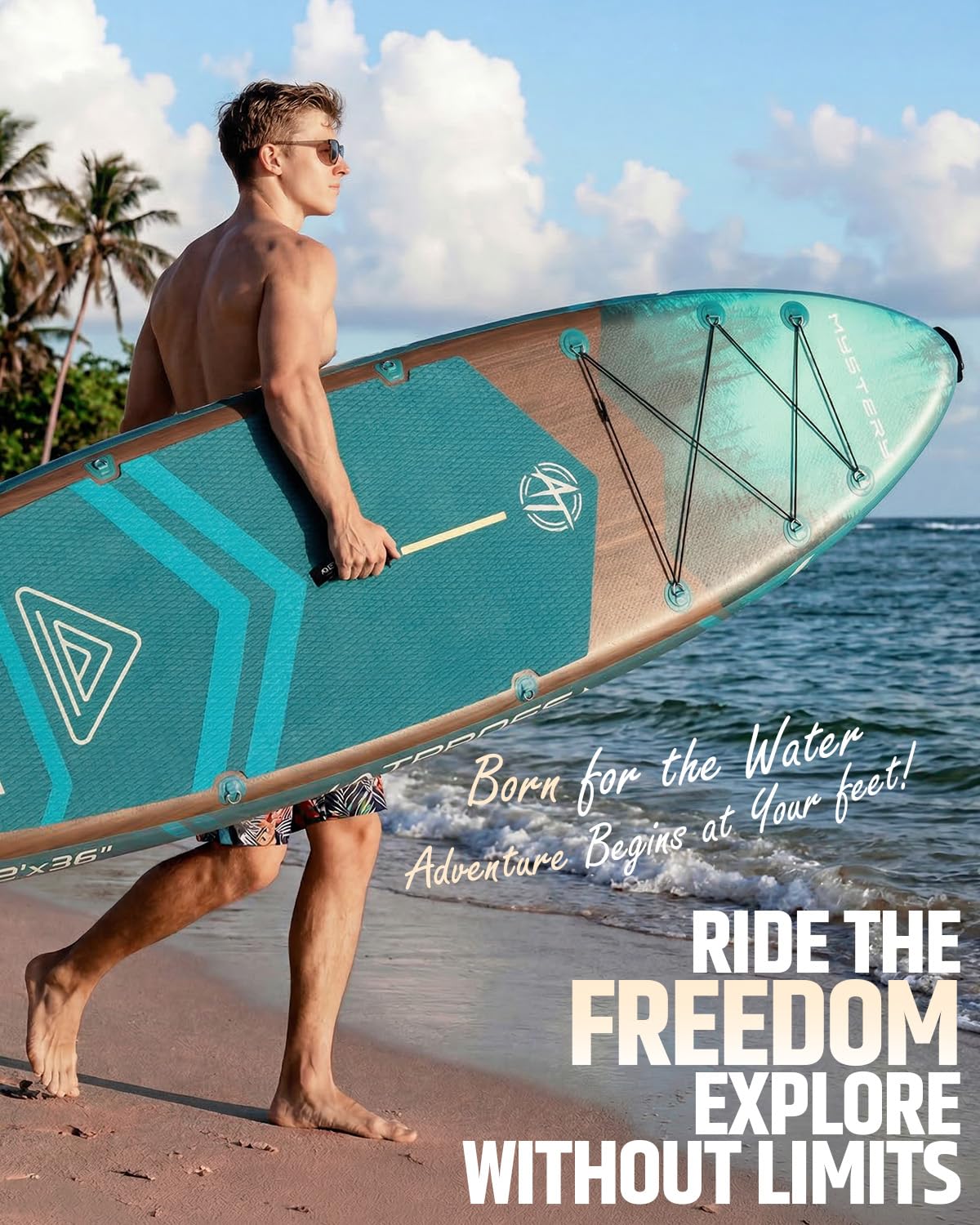 12'x36 Inflatable Paddle Board, 500lbs Extra Wide Stand Up Paddleboard for Adults with Blow Up Kayak Non-Slip Stable Deck Boat, Premium SUP Accessories Kit & Backpack, Tailored 5 Fins