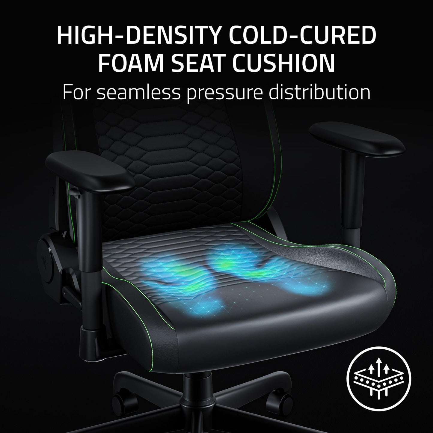 Razer Iskur V2 X NewGen Ergonomic Gaming Chair — Built-in Lumbar Support, Cooltouch Gen-2 EPU Leather, Ultra-Wide Seat Base, Adjustable 152 Degree Recline, Foam Cushions — Black/Green