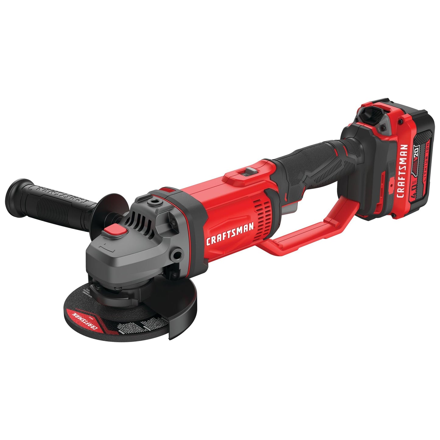 CRAFTSMAN V20 Cordless Angle Grinder Tool Kit, 4-1/2 inch, Battery and Charger Included (CMCG400M1)