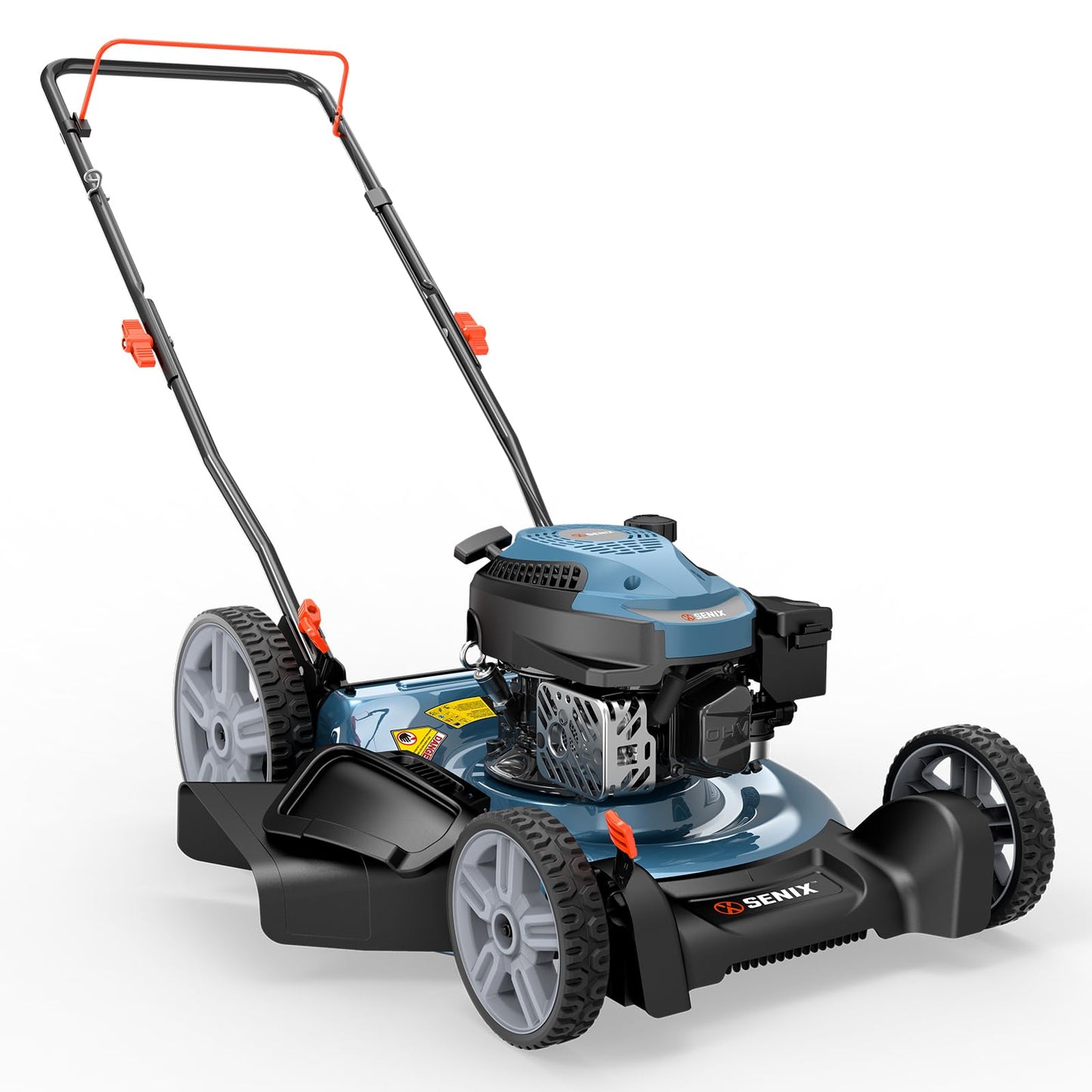SENIX 144 cc Gas Lawn Mower, 21 inch 2-in-1 Push with Mulching and Side Discharge, 4-Cycle Engine, 6 Position Cutting Height Adjustment for Yard and Garden (LSPG-L6)