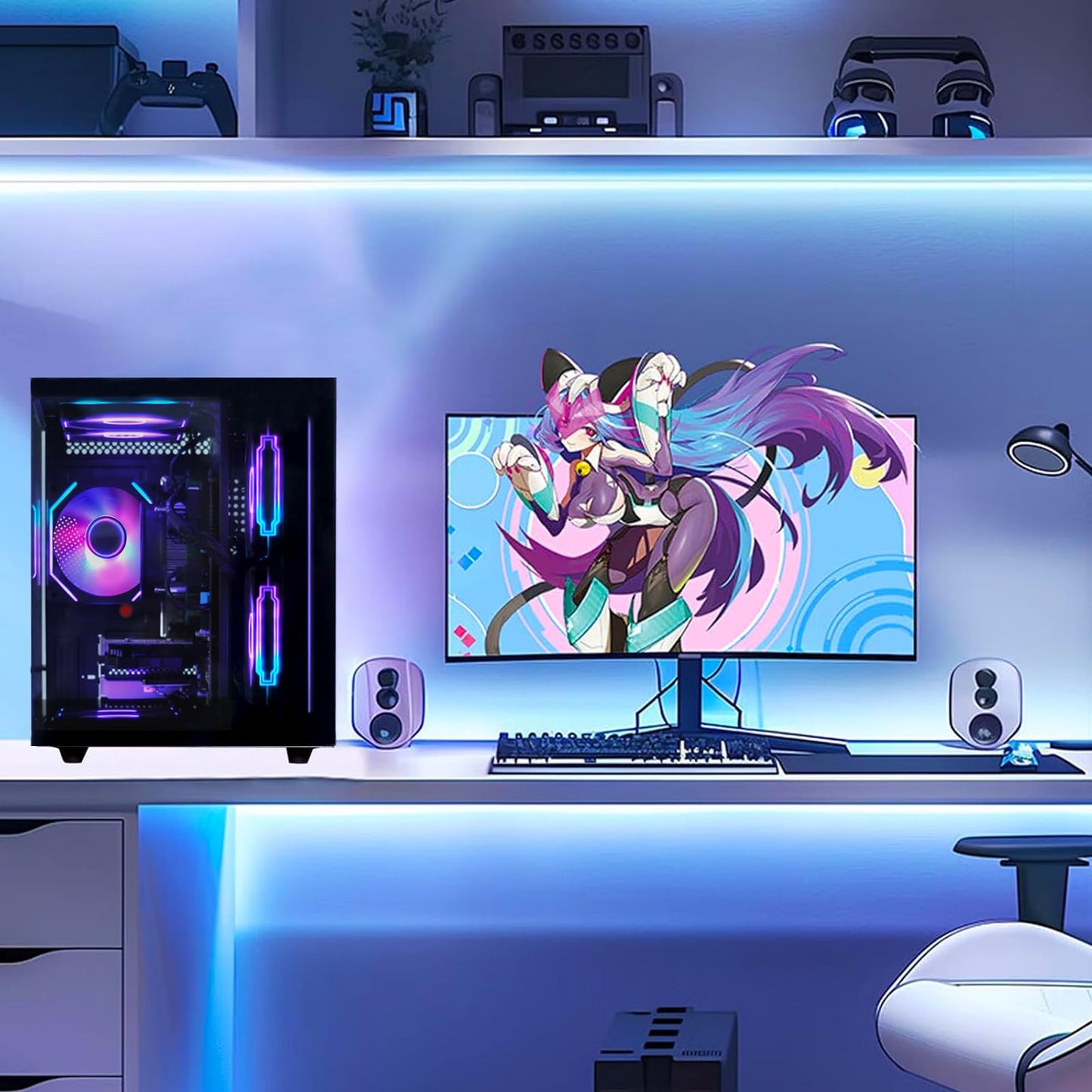 suevery Prebuilt Gaming PC Desktop, Ryzen 5 6-Core 3.6GHz Up to 4.1GHz | 16GB DDR4 RAM | 512G SSD | RX 560 4G Graphics Card | Wi-Fi 6, Gamer Computer Tower for Home Office, Black