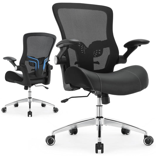 Big and Tall Office Chair 400lbs, Ergonomic Desk Chair with Wide 3D Modeling Foam Seat Cushion Heavy Duty Computer Chair with Adjustable Lumbar Support & Arms, Mesh Executive Chair for Home Office