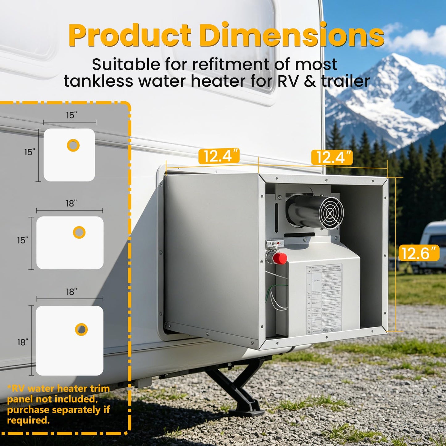 AMEHO RV Tankless Water Heater 68,000 BTU, 12V DC On-Demand Instant RV Water Heater with Dual Water Outlet Modes, All-Weather Rated 3.9GPM Constant Temperature Water Heater with Remote Control