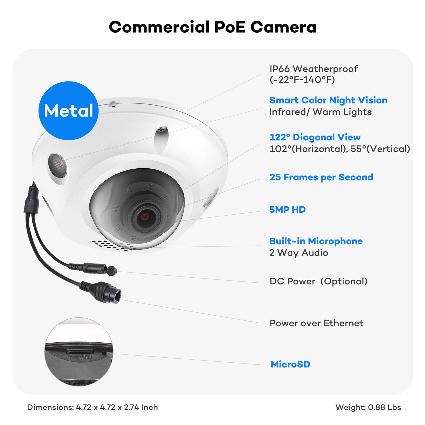 ONWOTE 16 Channel Security Camera System, 2 Way Audio, Color Night Vision, Motion Detection, 12x 5MP PoE IP Cameras, 16CH 4K 8MP Commercial NVR, Total 960ft Cables, (No Hard Drive Included)