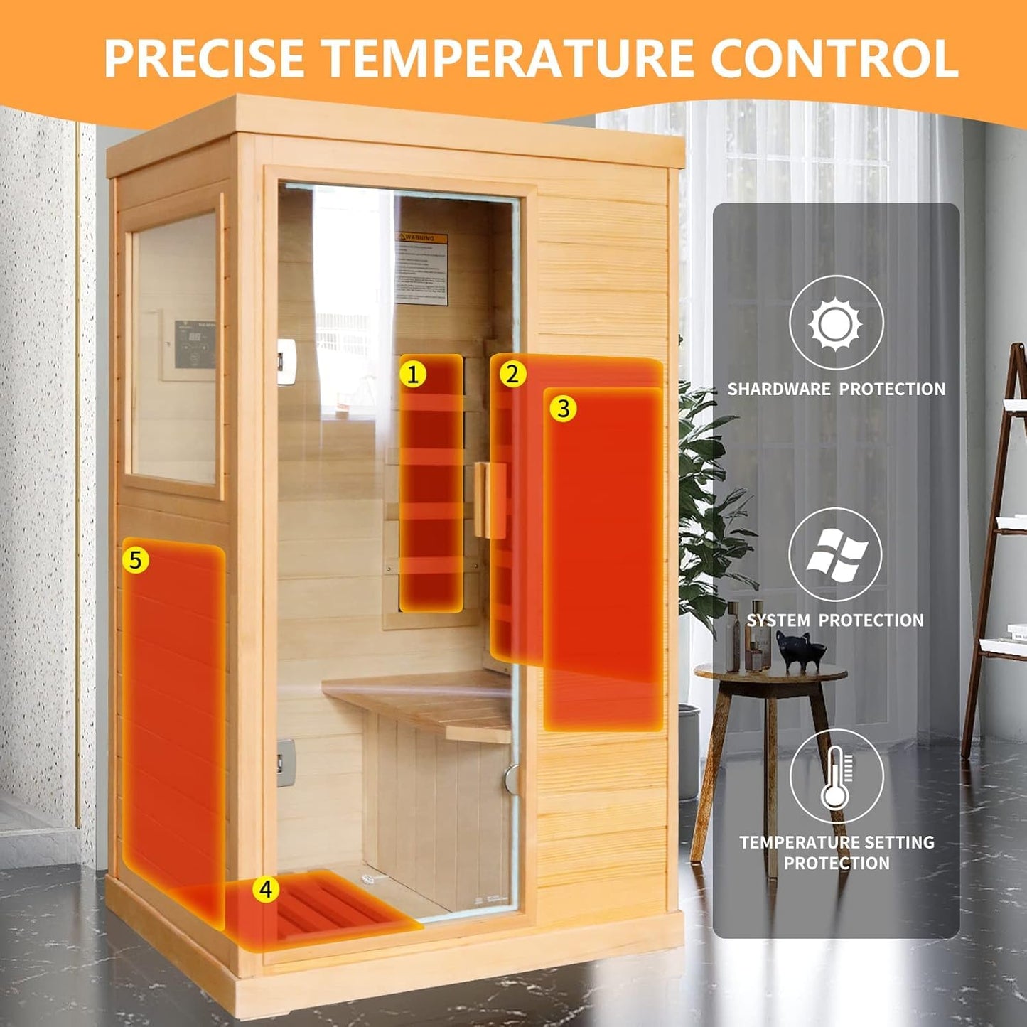 InfraHHZQ Infrared Sauna for Home 1 Person Far Infrared Sauna Canadian Hemlock Low EMF Indoor Sauna Room with 7 Color Lighting Speaker Personal Dry Sauna for Home Gym Spa Fast Heating Easy Assembly