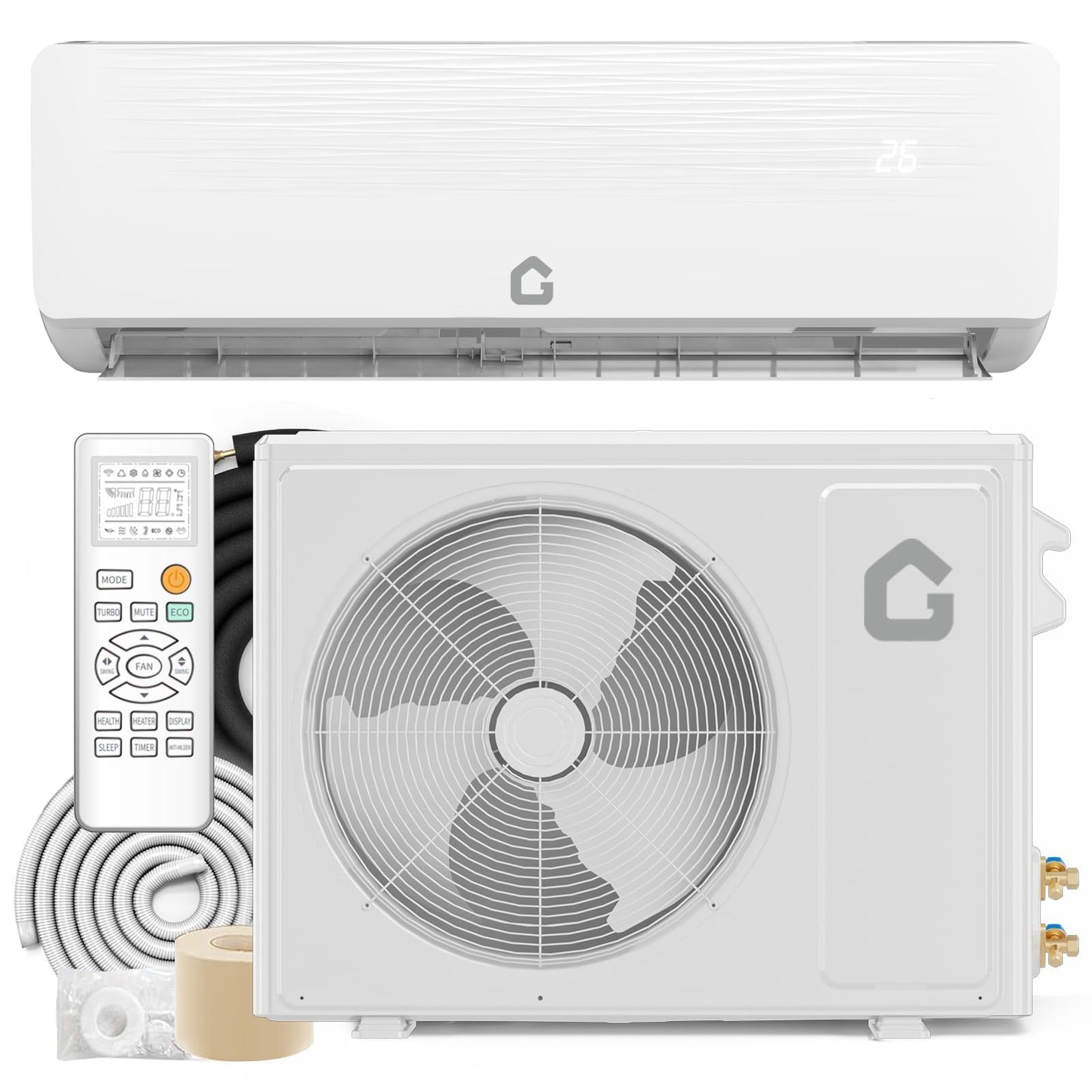 Air Conditioner Split Unit, 12,000 BTU All-Seasonal AC, SEER2 19, 230V, Sleep Mode, Auto Shut-Off, Timer Function, Energy Star Certificated, for Room Up 750 sq ft