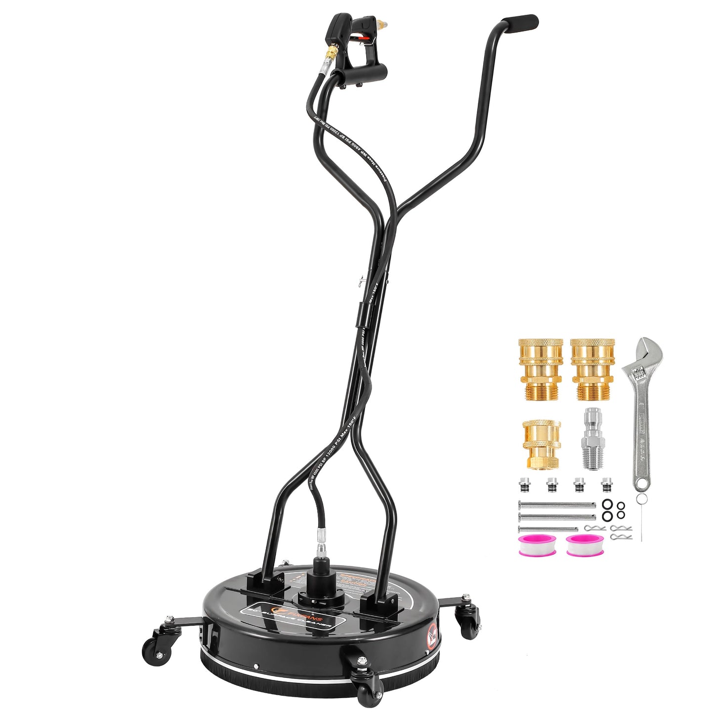 FIXFANS 20" Pressure Washer Surface Cleaner with 4 Wheels & Dual Handle, Power Washer Surface Cleaner Attachment Built in Filter, Pressure Washer Accessory for Cleaning Driveways and Patios, 4500 PSI