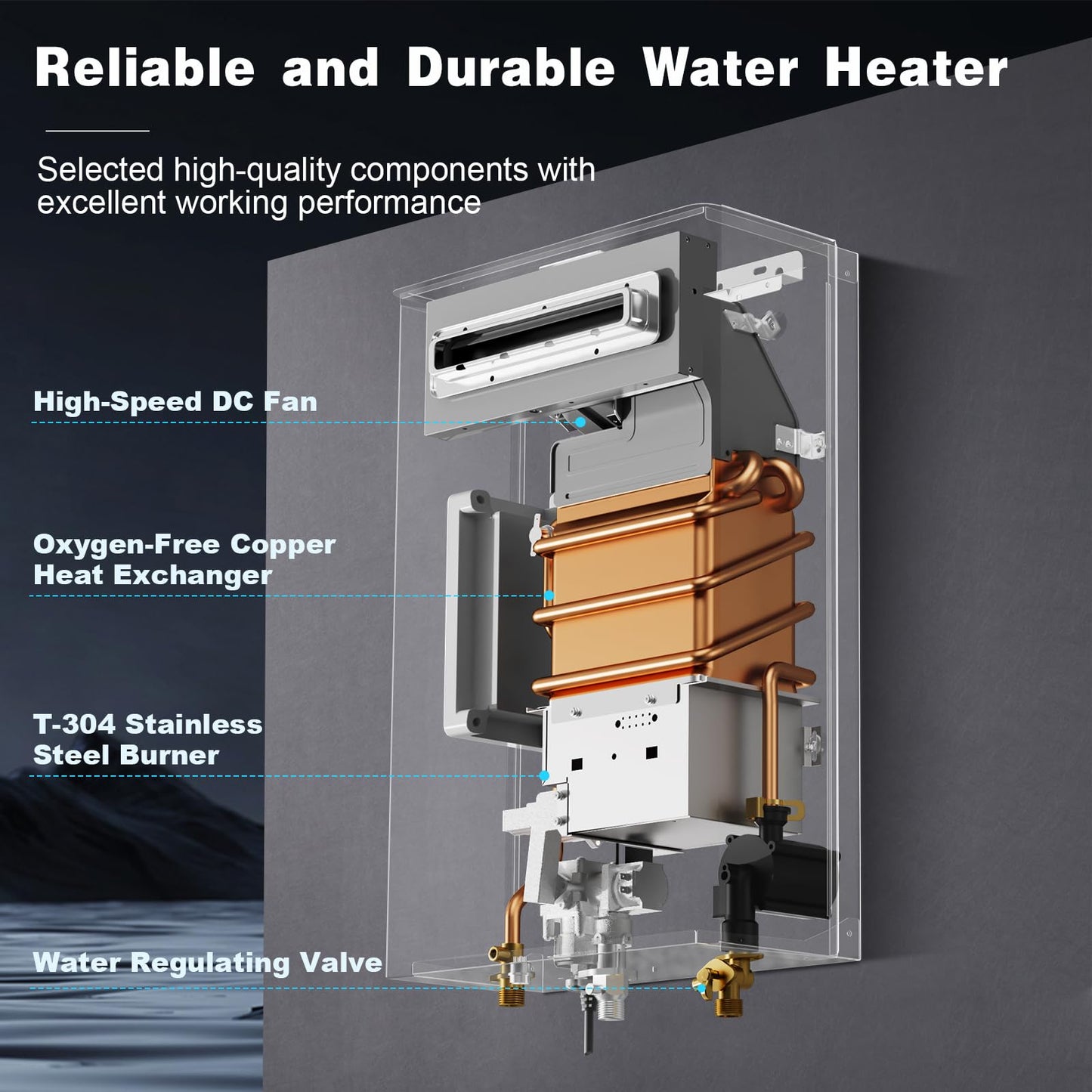 Natural Gas Tankless Water Heater, Outdoor Installation, Up to 5.3 GPM 130000 BTU On Demand Residential Natural Gas Instant Hot Water Heater Outdoor with Remote Controller, 110V,CSA Certificated,White
