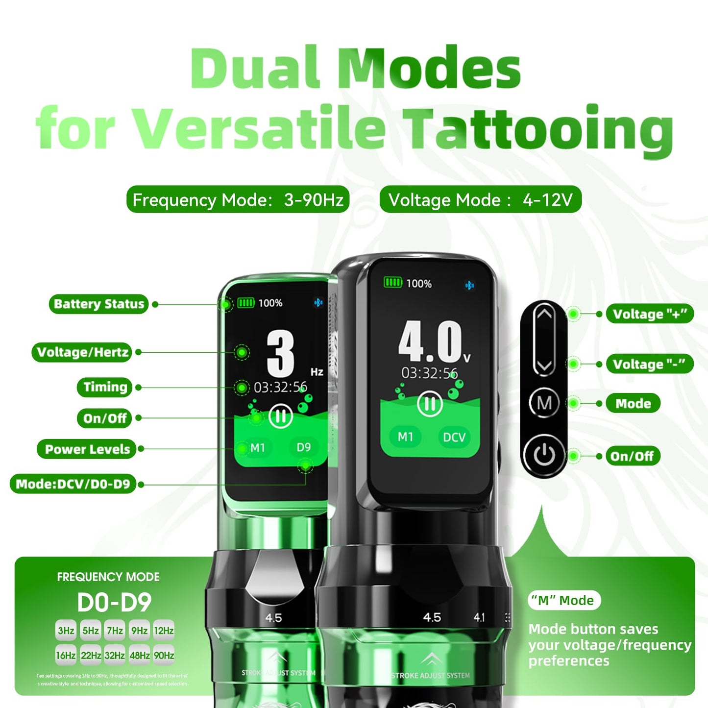 Mast Tattoo Fold Pro Cordless Tattoo Gun Kit Year of the Horse Edition Tattoo Machine 20 Pro Needles Black Tattoo Ink for Professional Artists Complete Tattoo Supplies (Green)