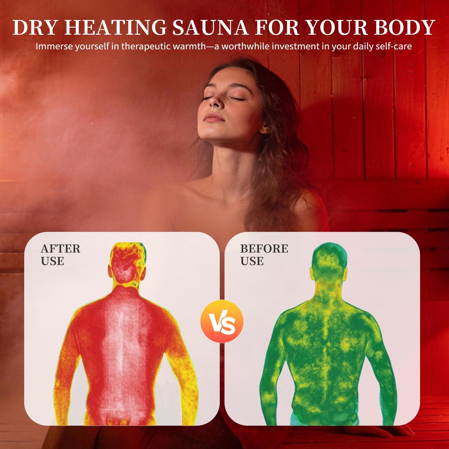Portable Sauna with Red Light Therapy Home Sauna Tent with 145 Dry Heating Box, Simple Control, Foldable Chair Included for Relaxation, Large Space 33.8 * 33.8 * 70.8