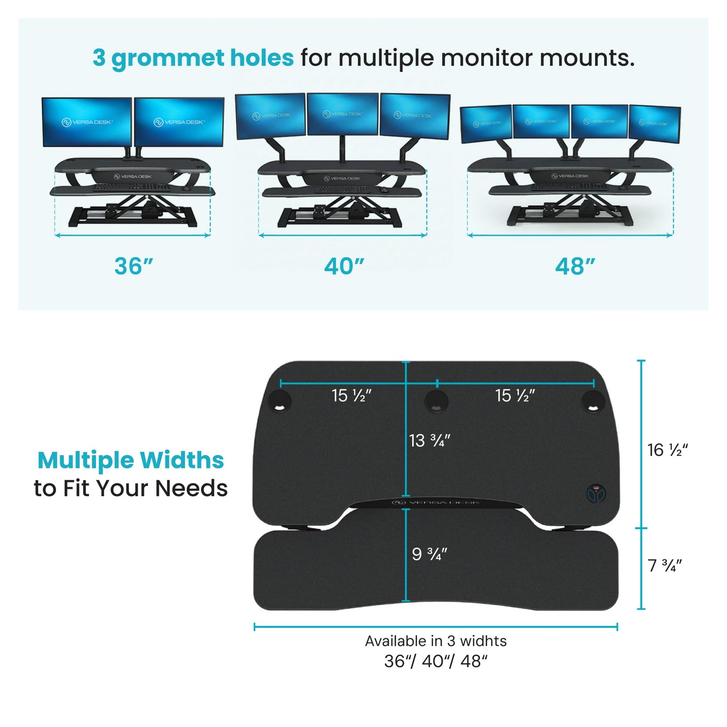 Power Pro Electric Height-Adjustable Desk Riser by VersaTables | USA Manufactured | Standing Desk Converter | Sit to Stand Desktop with Keyboard + Mouse Tray | 36"x 24" | Black