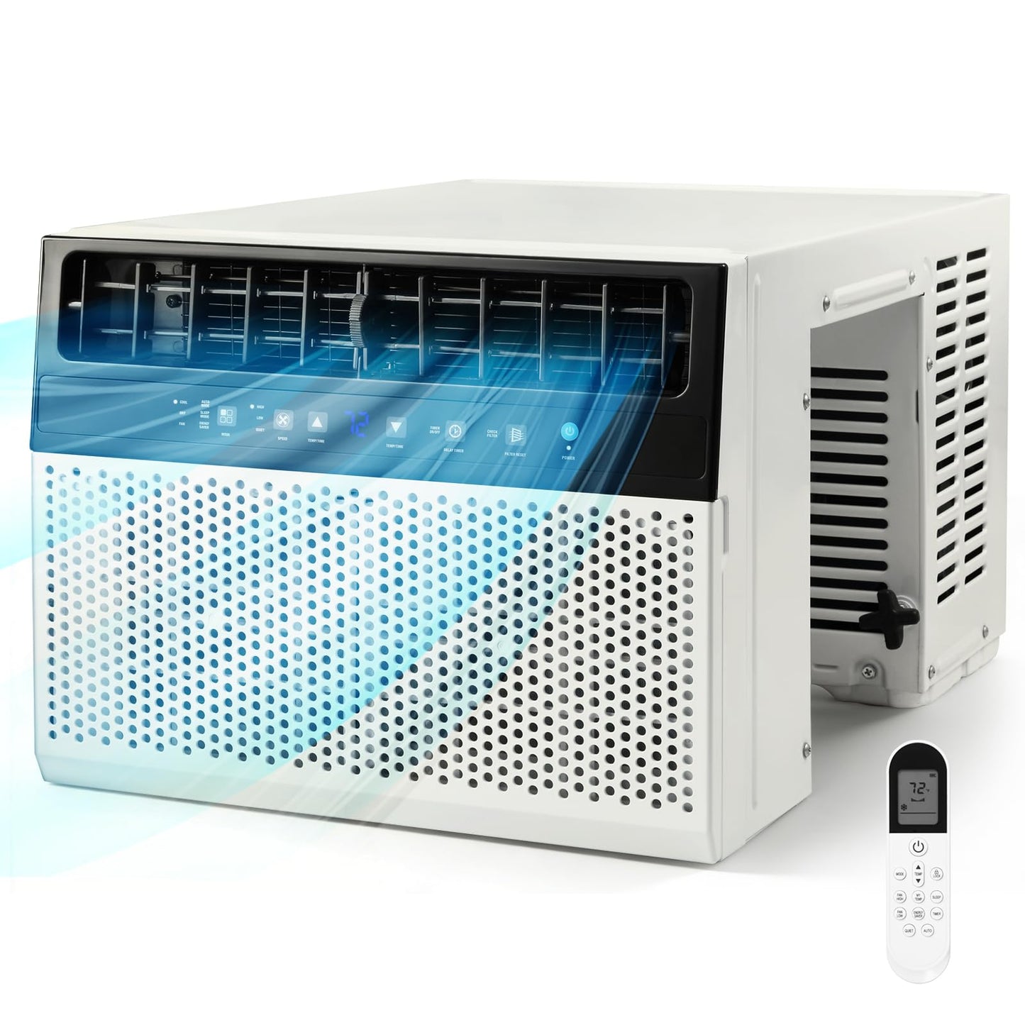 Electactic U-Shaped Window Air Conditioner,Window AC Unit Cools Up 550 Sq.ft, Saddle Air Conditioner Window Unit with Full Window View, Low Noise, Cool/Dry/Fan Modes,Ivory White,12,000BTU Upgrade