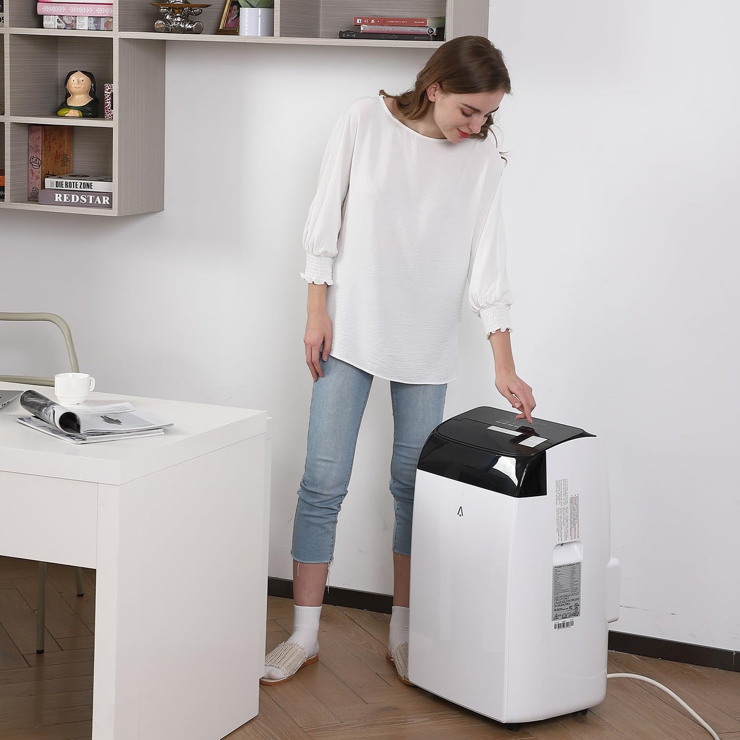 12,000 BTU Portable Air Conditioner with Remote Control, 3-in-1 AC Unit (Cool, Dehumidify, Fan) for Rooms up to 450 Sq. Ft, Easy Window Installation Kit, LED Display & 24H Timer, White/Black
