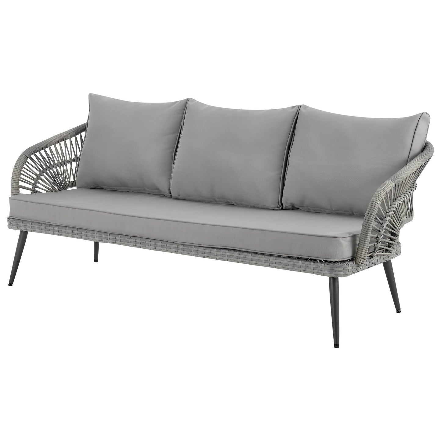 Manhattan Comfort Riviera 4-Piece 5 Seater Patio Conversation Set with Cushions, Grey
