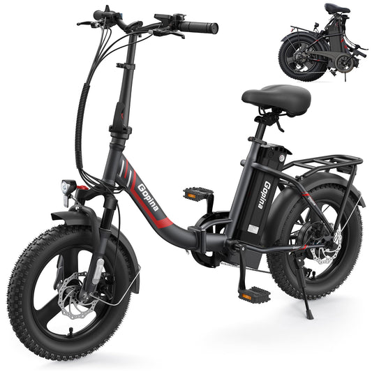 Vivi Gopina Electric Bike, 16" x 3.0 Fat Tire Electric Bike, Peak 500W Step Thru Electric Bicycle, 48V Removable Battery, Up to 40 Miles, LCD Display, 19.8mph, 7 Speed, SGS Certified to UL2849