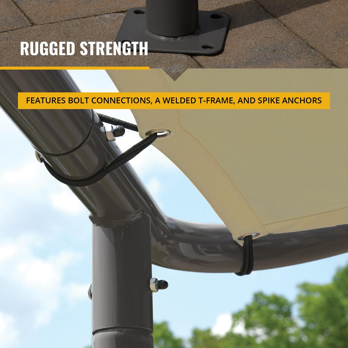 ShelterLogic 10' x 6' Solano Gazebo Canopy Charcoal Carbon Steel Frame and Water-Resistant and Sun Protection Tan Cover