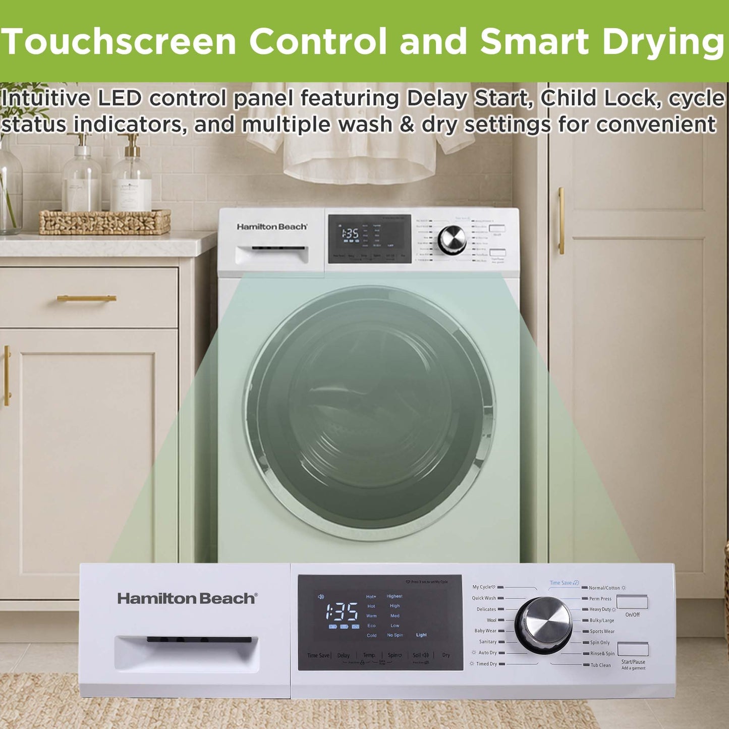 HAMILTON BEACH Washer and Dryer Combo 2.7 cu ft - White