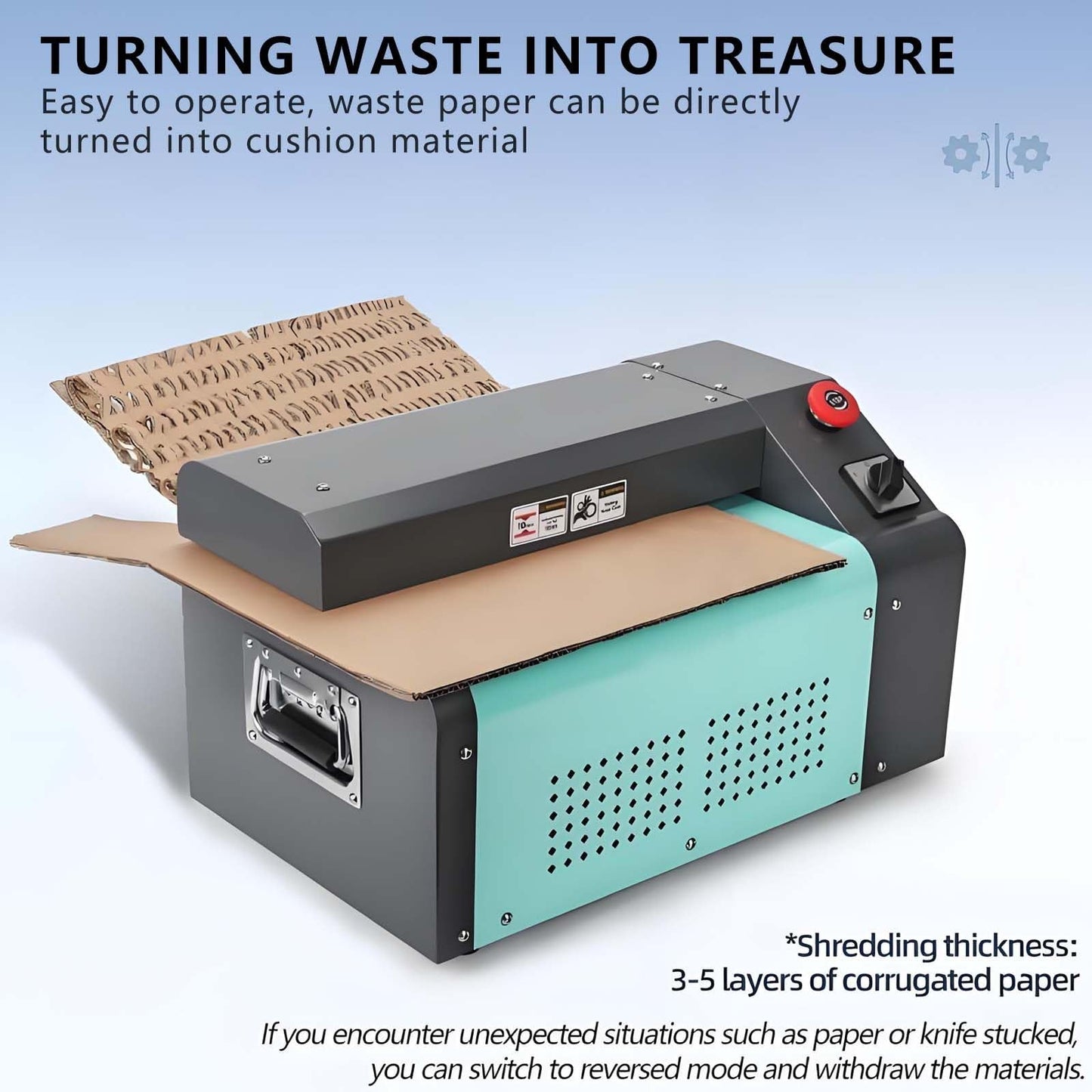 Automatic Cardboard Shredder Machine,Can Cut Paper Within 10 mm,DIY Cushioning Material Carton Cutter with Handle,21.7"/550mm