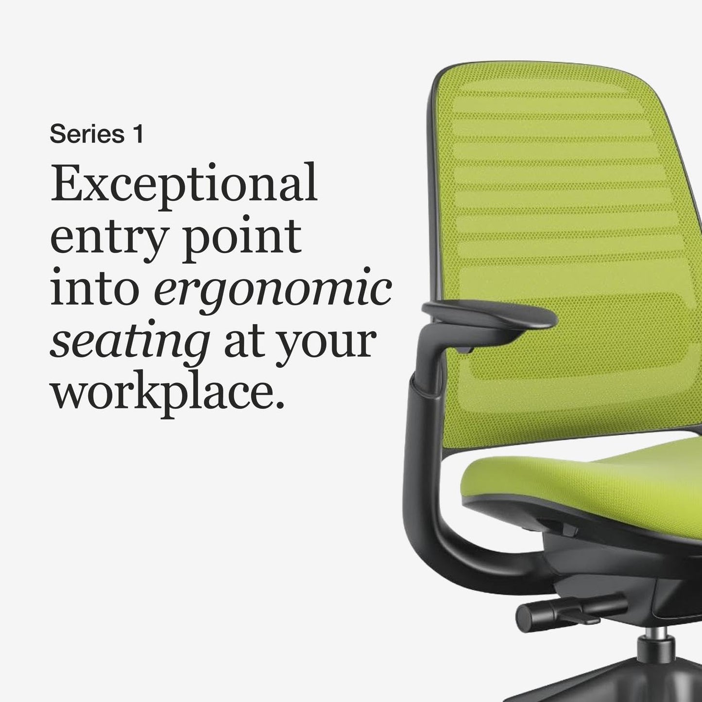 Steelcase Series 1 Office Chair - Ergonomic Work Chair with Wheels for Carpet - Helps Support Productivity - Weight-Activated Controls, Back & Arm Support - Easy Assembly - Wasabi