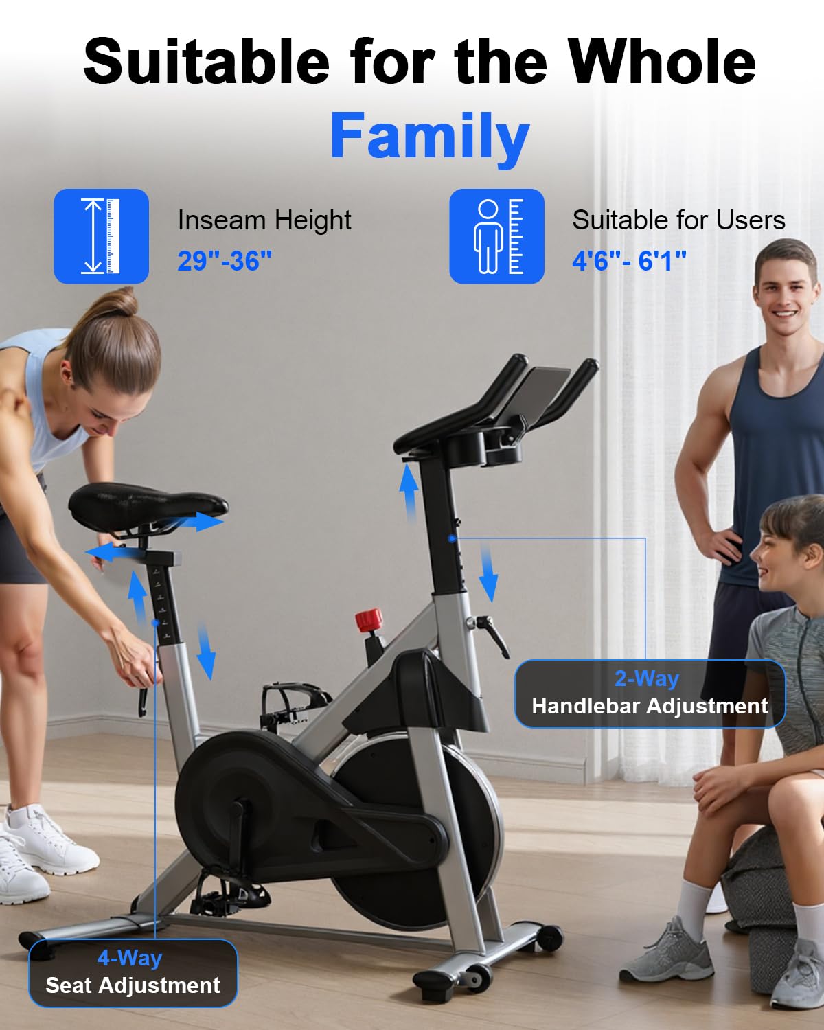 Superun Exercise Bike, Stationary Bikes for Home Gym with 32-Level Magnetic Resistance, 300LBS Capacity Indoor Cycling Bike with Comfortable Seat, LED Display