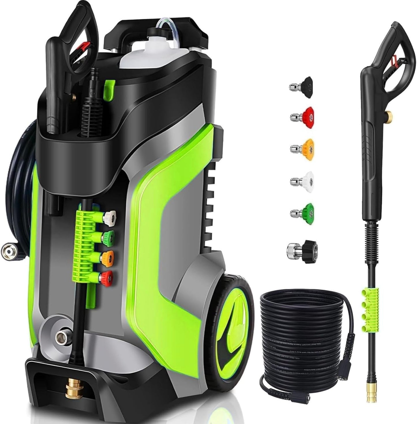 5000PSI Pressure Washer 4.0GPM High Power Washer with M22-14mm Pressure Hose 33FT,Powerwashers with 1/4" QC Compatible Surface Cleaner, 5 Nozzle and Soap Bottle for Home,Car,Patio (Green)