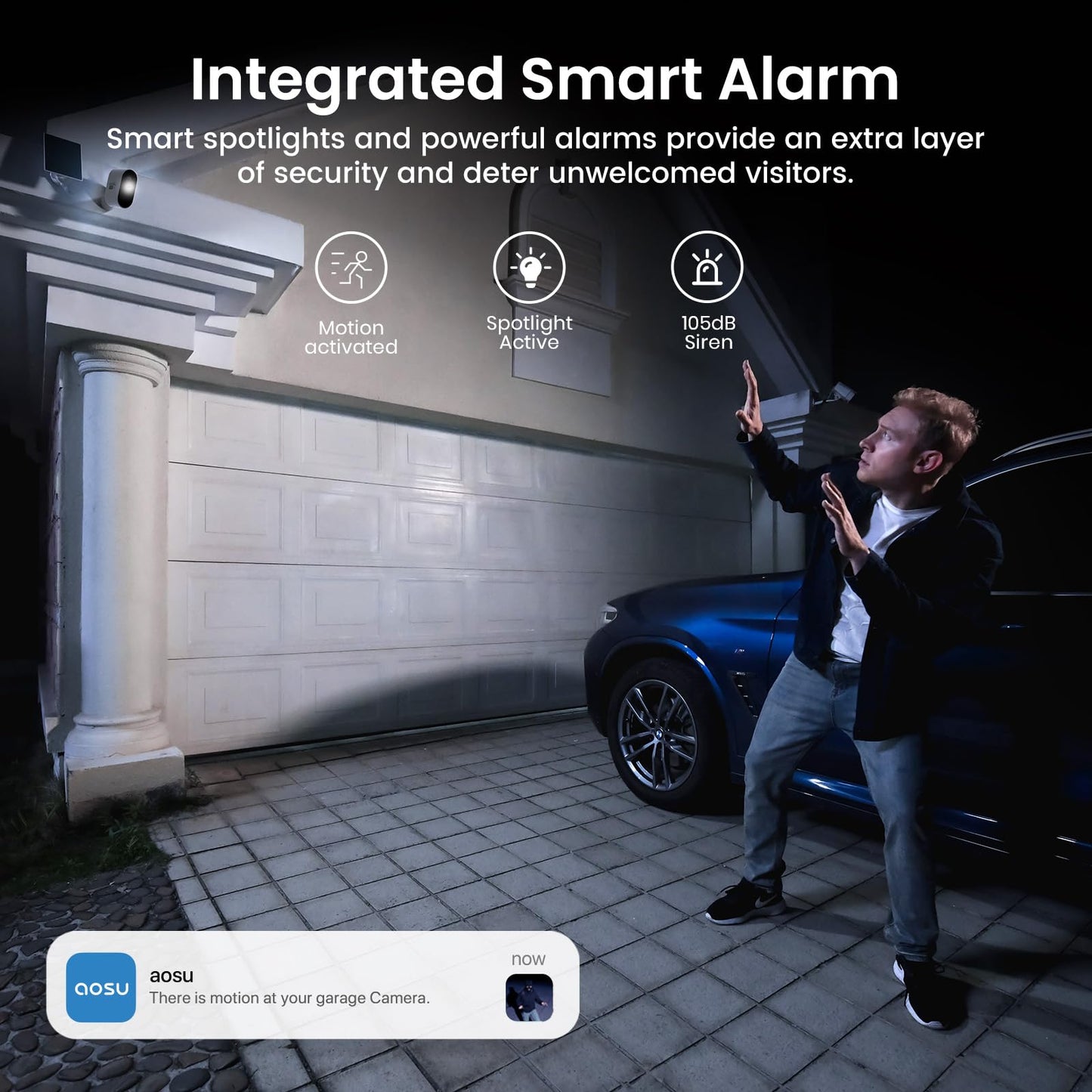 aosu Solar Security Cameras Wireless Outdoor, 4-Cam Kit, 2K QHD Home Security System with 166° Ultra-Wide Angle, Color Night Vision, 60 Days aosuBase Local Storage, No Subscription Needed