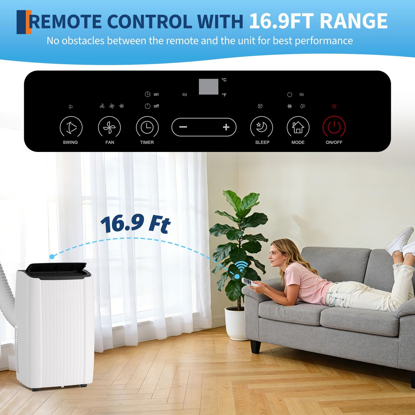 ActiveTrail Portable Air Conditioner, 12000 BTU AC Unit for Bedroom, Portable AC with Remote, Small Air Conditioner for Room, 3-in-1 Portable AC Unit Cools, Dehumidifies & Fans for Home Office, White