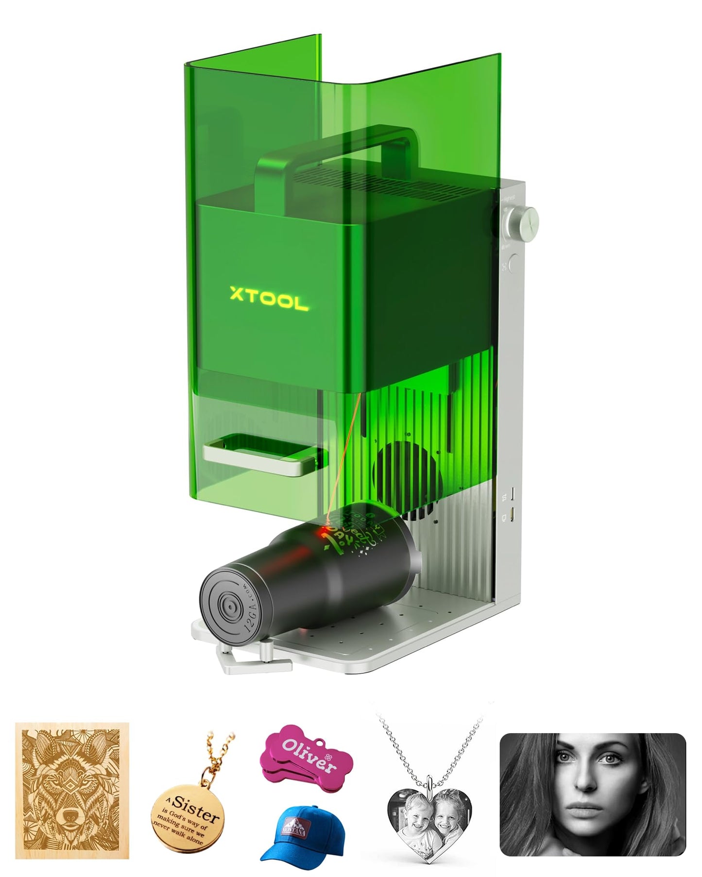 xTool F1 2-in-1 Dual Laser Engraver, 4000mm/s Lightning Speed Portable Laser Engraving Machine, Laser Engraver for Jewelry, Metal, Wood, Leather, etc