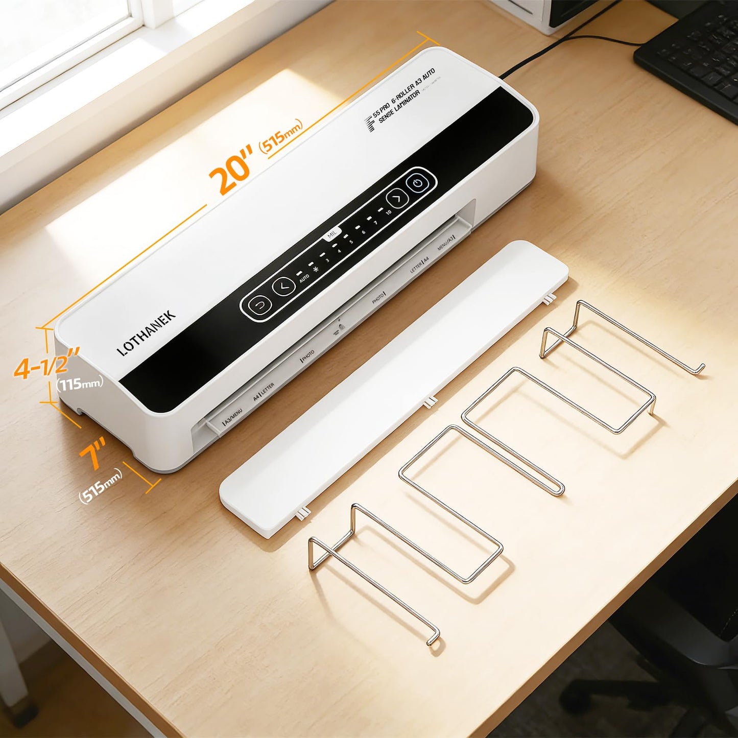 F55 Pro 6 Roller 13" Professional Laminator Machine with Auto-Sensing Technology, Handles 3-10Mil Thick Pouches, 1-Minute Warm-Up, Jam-Proof System with Auto Reverse, for Office & School Use (White)