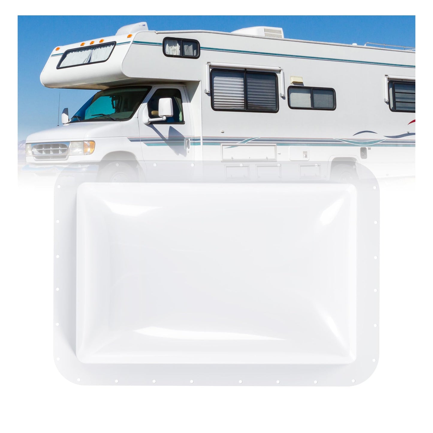 KUAFU Skylight Cover for RV, 18in x 26in, White, Plastic, Model GO-3979, Fits 14in x 22in Dome, Roof Vent Replacement Cover