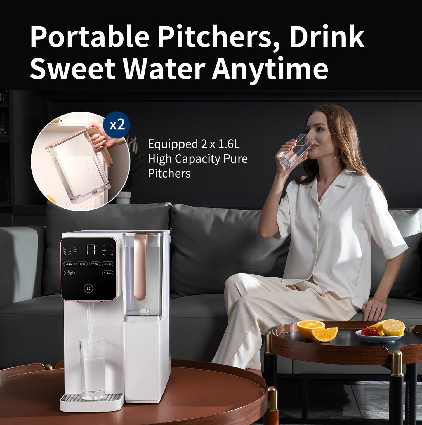 TOKIT T1 Reverse Osmosis Water Filter Countertop, NSF/ANSI 58, RO Whole House Water Filter System with Alkaline Remineralization Filter, No Installation