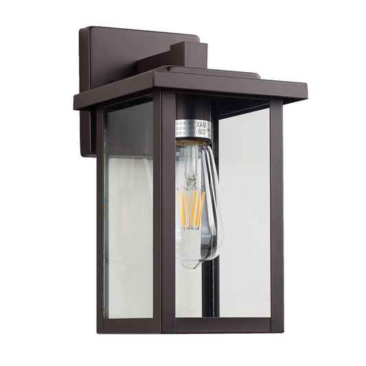 ACLand Outdoor Wall Light Fixture, Waterproof, Bronze, E26 Sockets, 11in Clear Glass Shade, Model A40225A