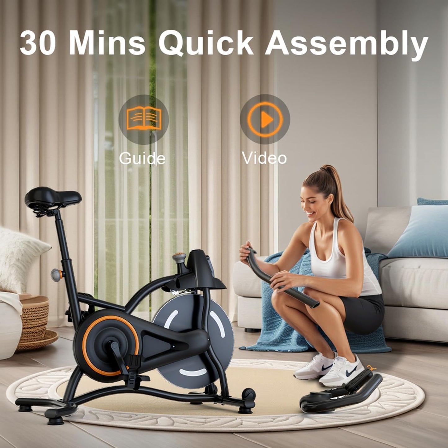 Exercise Bike Stationary Bikes for Home, Adjustable Resistance & Comfortable Seat Workout Bike, Quiet Indoor Cycling Bike with Digital Monitor, Phone Holder, 265LB Capacity of Cardio Workout