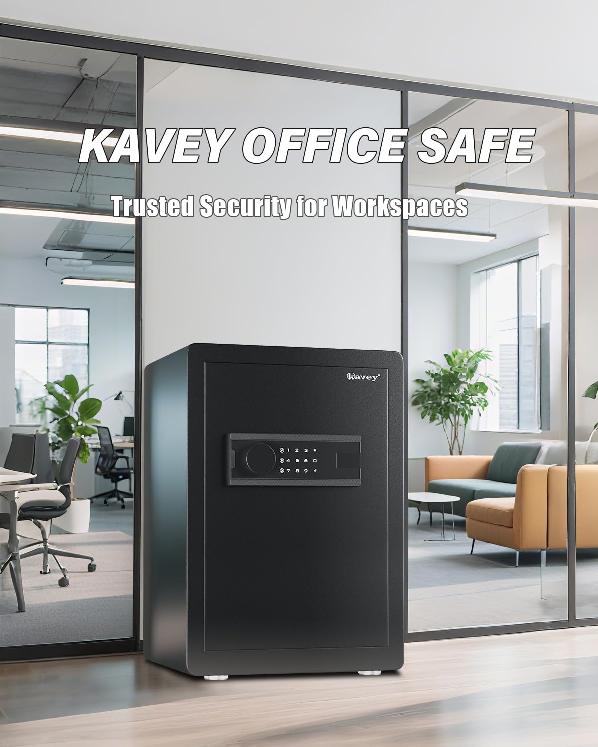 Kavey 2.5 Cub Safe Box, Large Home Safe with Fireproof Waterproof Bag, Security Safes with Backlit Touch Screen Keypad, Dual Alarm System and Mute Function for Home Office 13"D x 14.96"W x 21.65"H