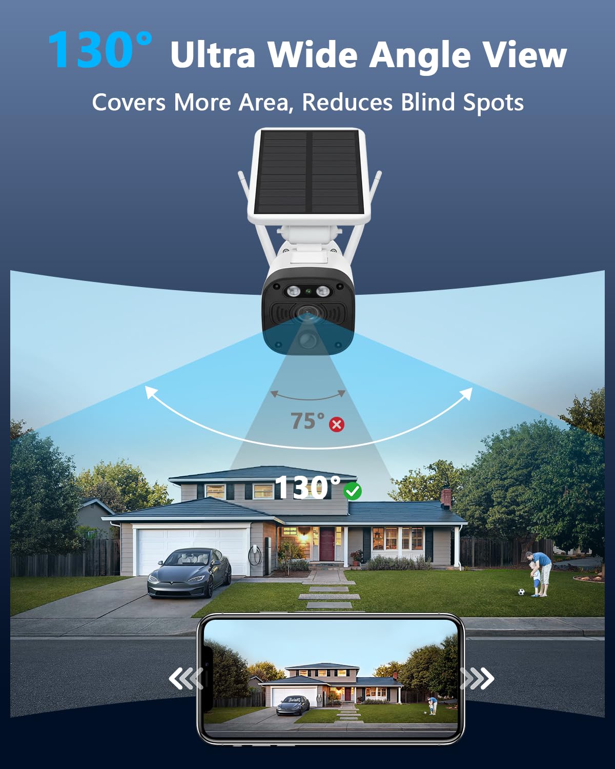 OOSSXX (2026 New) Solar Wireless Security Camera System, 4MP 4-Cam Kit with 4CH NVR, 2.4/5.8GHz Dual WiFi, 55% Longer Range Dual Antennas, 130° Wide Angle, No Fee App, IP65