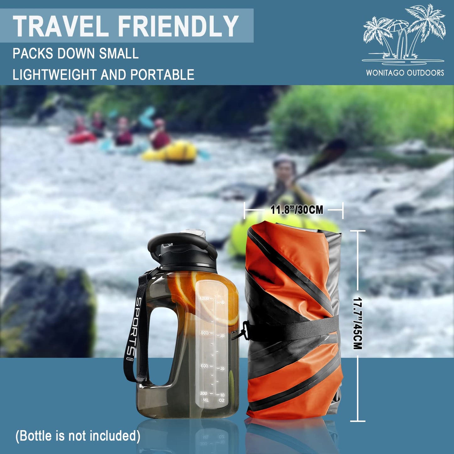 WONITAGO Packraft TPU Inflatable Travel Kayak with Soft Seat Lightweight Packrafts for Flat Water Rafting/Bicycle Drifting/Litewater Dinghy, 1 Person, 6.8Ft, Orange
