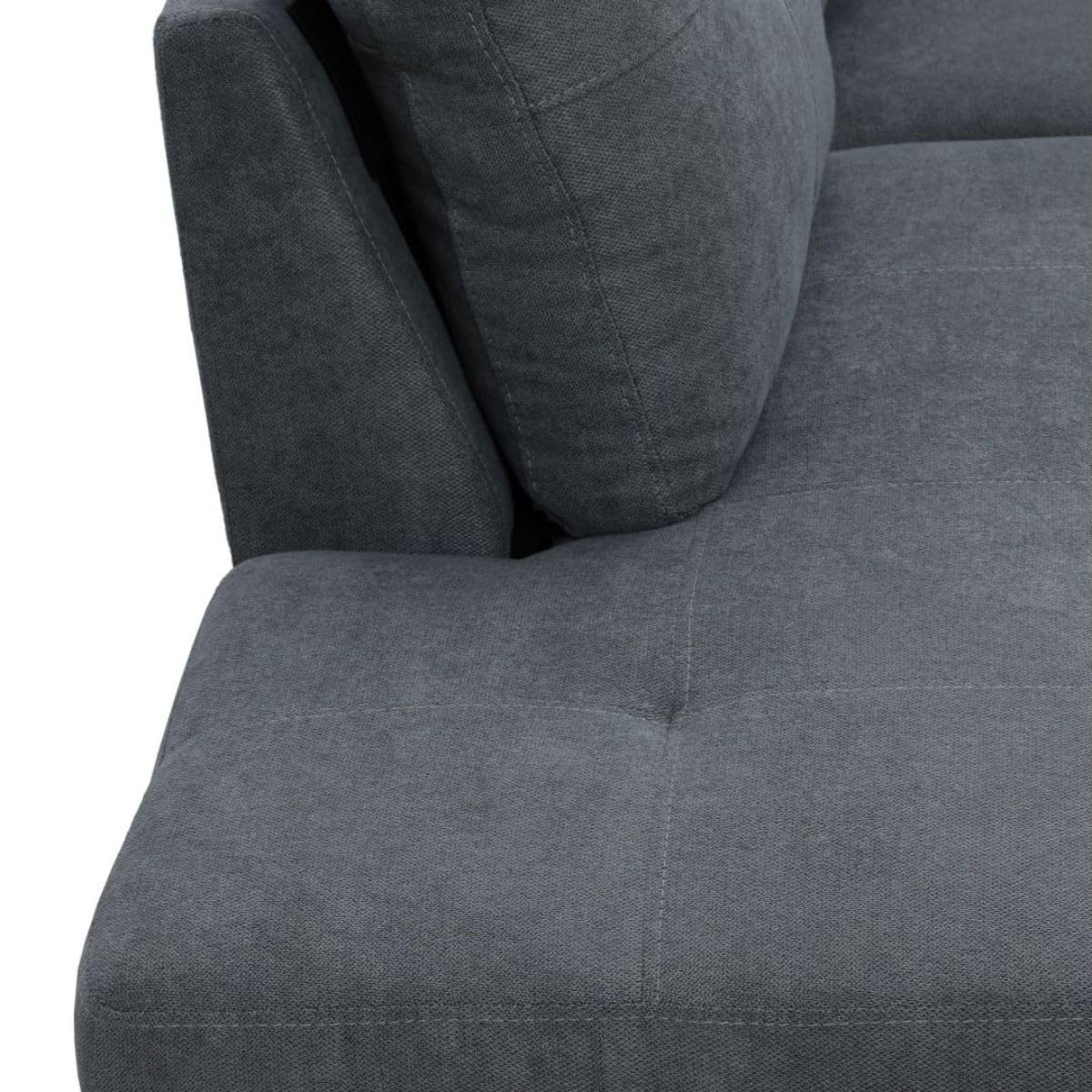 UOCFYK Dark Grey L-Shaped 3-Piece Flannel Sofa with Storage Ottoman Set, Sectional Couch Sofa Set for Living Room, Office, Small Space