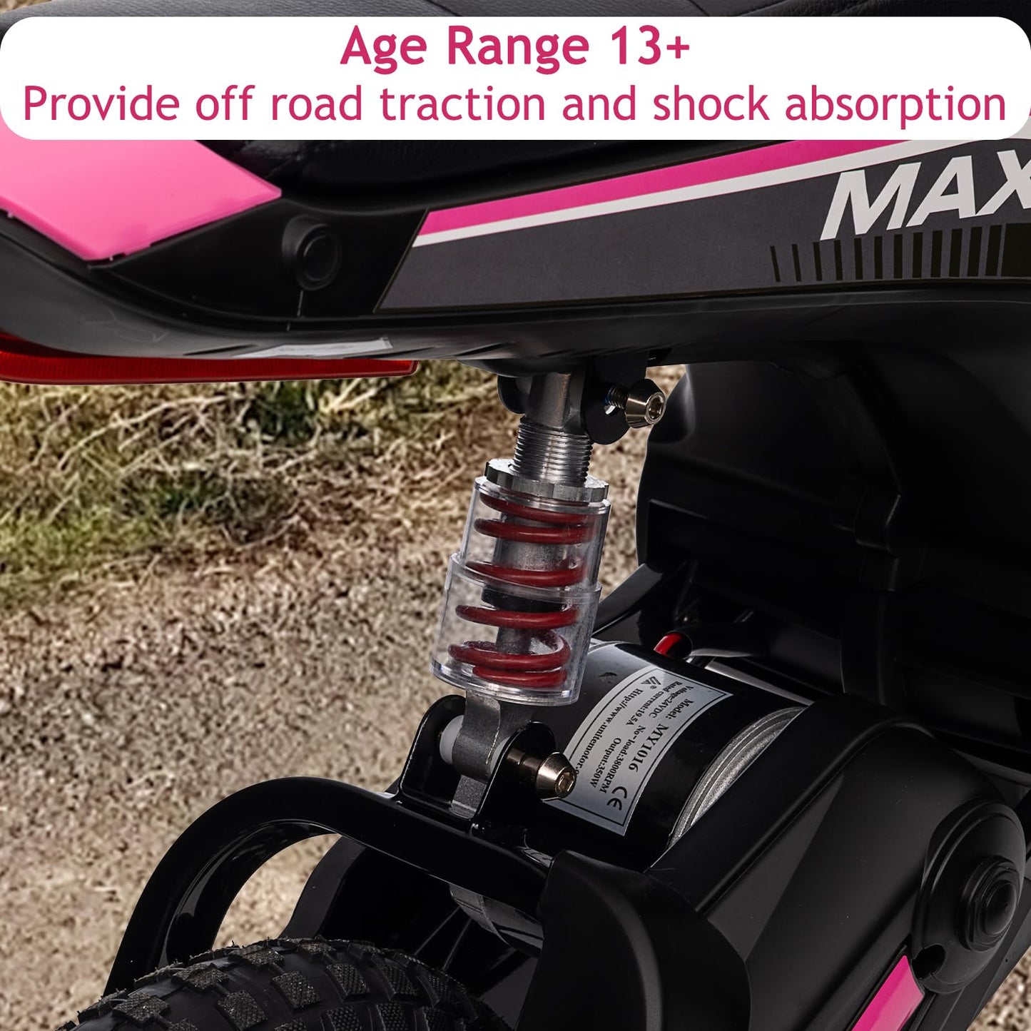 24V 350W Electric Dirt Bike for Kids – 3-Speed Modes, 14.29MPH Max Speed, ASTM-Certified Safe Motorcycle with Shockproof Suspension, Best Gift for Boys & Girls
