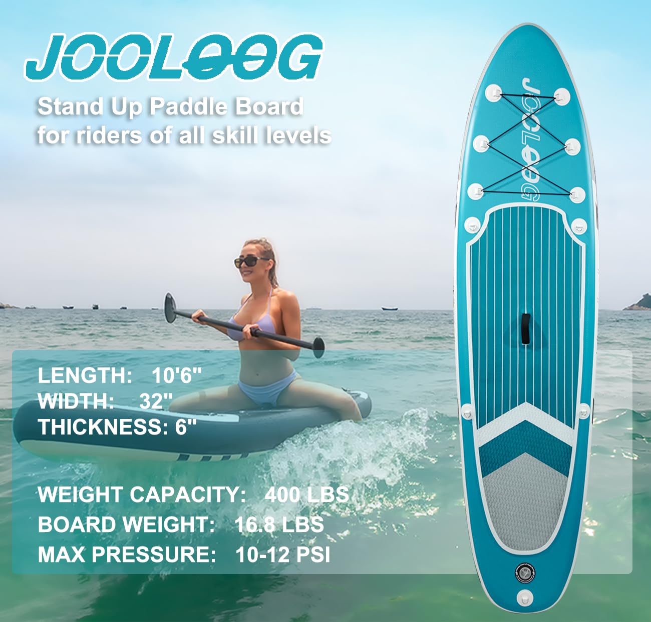 Inflatable Stand Up Paddle Board with Seat, 10'5" SUP 440LBS, Recreational Paddleboard for Adults Beginners, Blow Up Paddle Board with Fishing Design, Camera Mount, Cooler Bag & Full Accessories