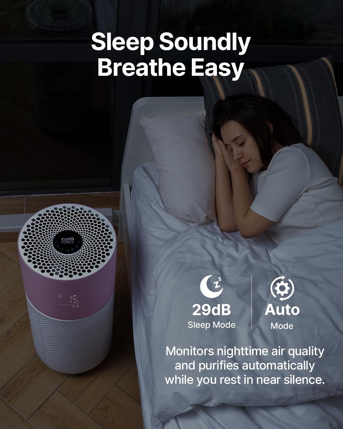 CleanForce Rainbow Air Purifier for Large Room up to 2250 ft², Advanced True HEPA & Carbon Filter, Reduces Dust, Pollen, Smoke & Pet Dander, Alexa/App Control, Ozone-Free | Gray