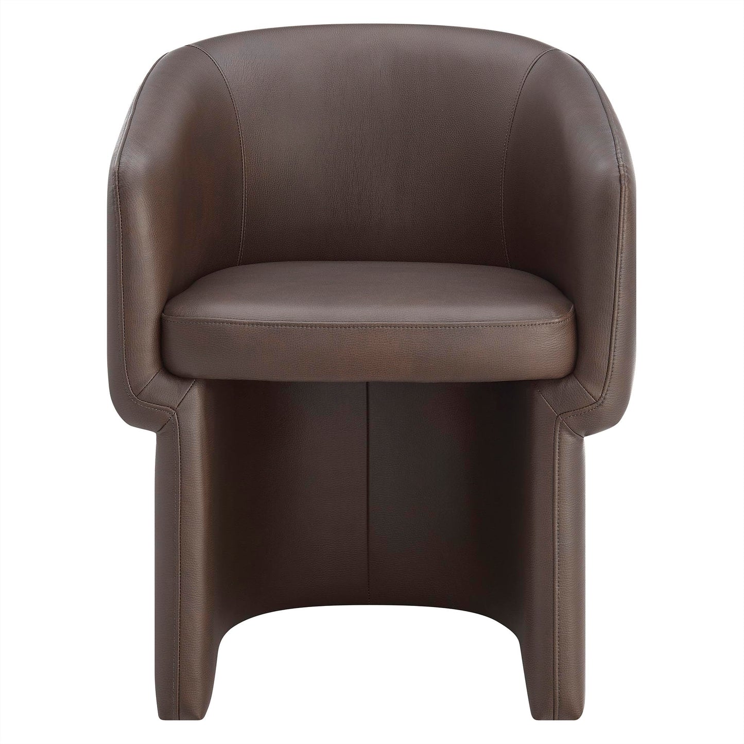 Modway Verity Vegan Leather Dining Chair with Rounded Back in Espresso – Upholstered Barrel Accent Chair with Armrests for Kitchen, Office, or Living Room