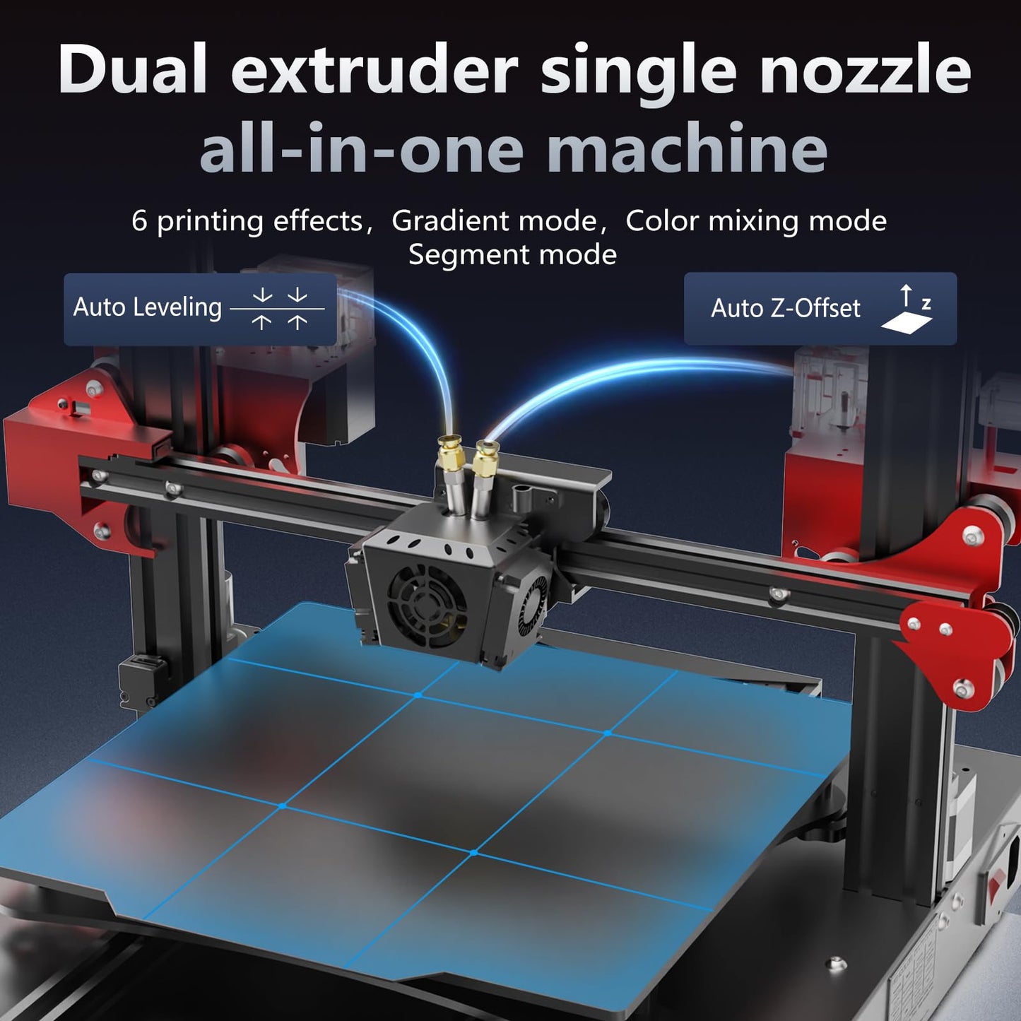 Olaprin T300D Pro Dual Extruder 3D Printer Exceptional Precision | Independent Dual Liner Holders | Complex Multicolor Models, High Speed Dual Color 3D Printer