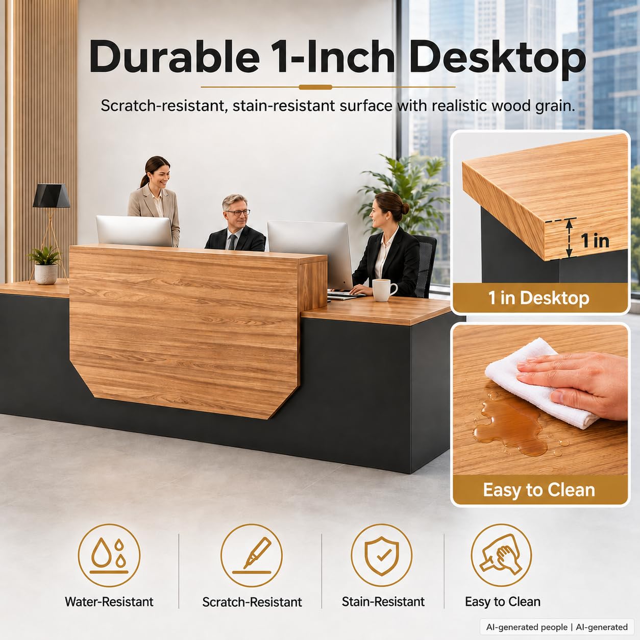 Modern Reception Desk with Counter,Large Front Desk L Shaped Reception Counter with 2 Lockable Drawers and 2 Mobile Storage Cabinets,Receptionist Desks for Office,Salon,or Retail, Checkout Counter