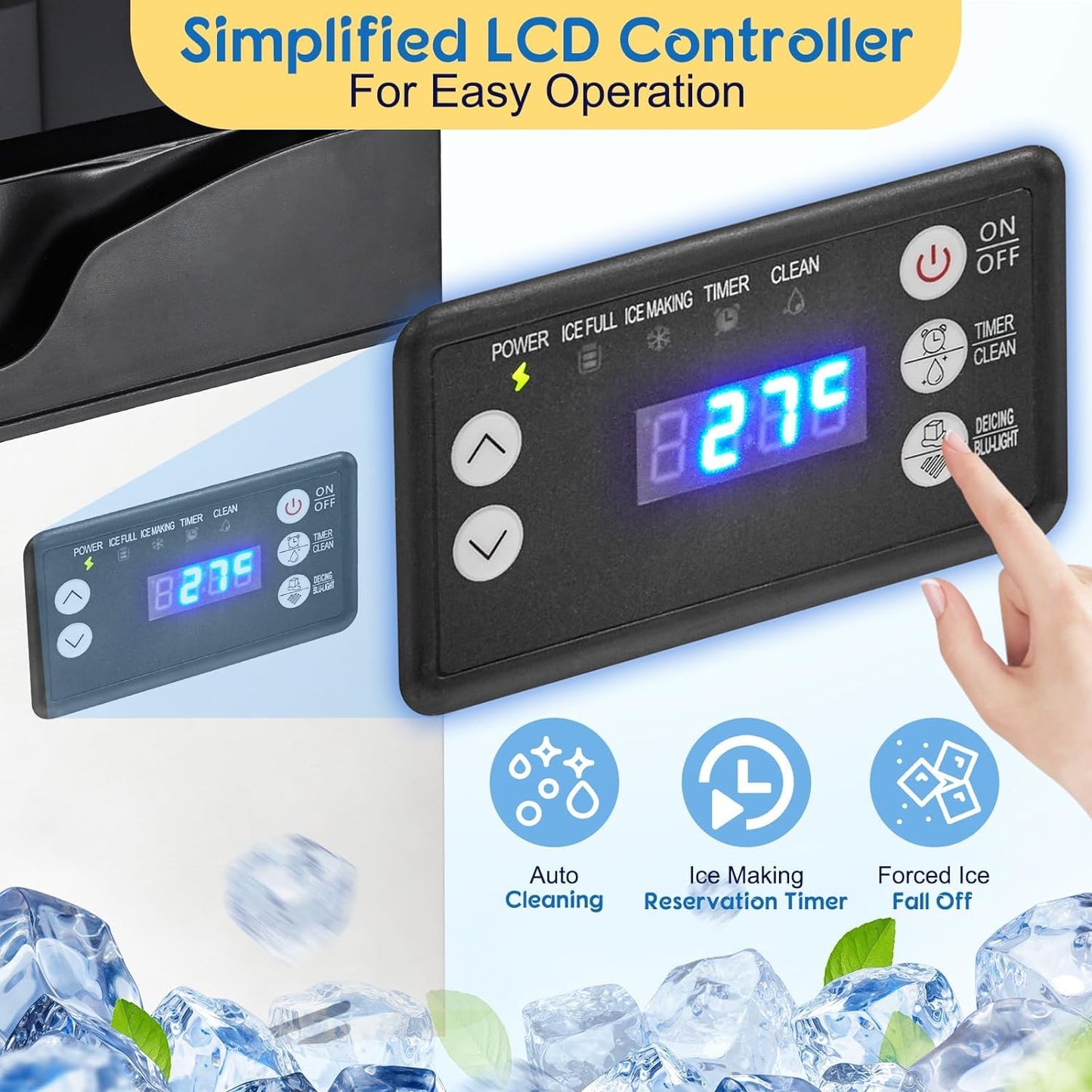 GarveeTech Commercial Ice Maker Machine, 100 LBS/24H Under Counter Ice Maker with 33 LBS Ice Capacity, Stainless Steel Freestanding Ice Machine with Ice Scoop, Self-Cleaning, for Home Restaurant, Bars